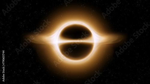 Black hole with accretion disk. Cosmic singularity with powerful gravity, Dead Star. Black Hole Event Horizon.