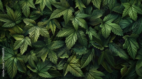 Dense Foliage of Green Leaves in a Dark Forest Understory