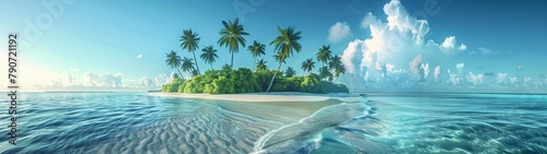 Tropical Island Beach Palms and Water Maldives
