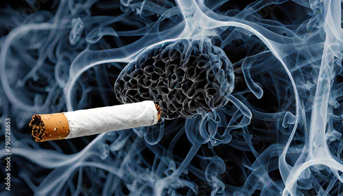 Dym papierosa na tle płuc, ilustracja
