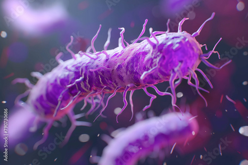 illustration of a prokaryotic microorganism, parasite bacteria, bacillus or bacterium under the microscope, epidemiology