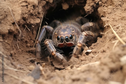 A spider creating intricate trapdoor burrows for unsuspecting prey.