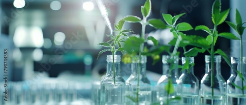 Using droppers and plants, researchers synthesize compounds in modern laboratories.