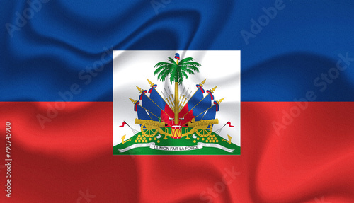 Haiti national flag in the wind illustration image