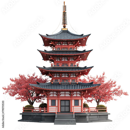 Amazing Japanese Pagoda 3d Isolated On White Background