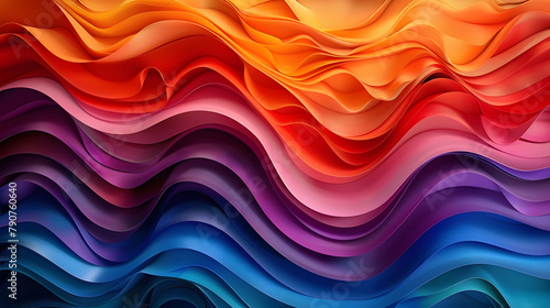 Colorful abstract waves, dark salmon dance, 3D paper cut art, vibrant gradient, carving creativity, AI Generative