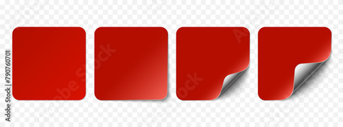 Vector red realistic paper stickers, sell tags isolated on background.