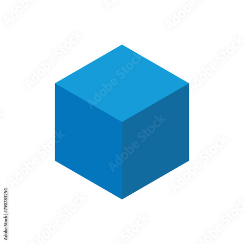 Vector illustration of 3d cube, geometric figure for studying mathematics, exact sciences, education.