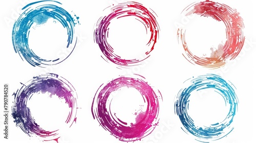 Detailed hand drowning circle line sketch modern set. Descriptive art brush design round circular scribble doodle graffiti bubble or ball draft illustration for logos or text.