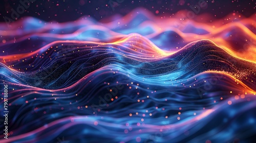 Vibrant digital abstract made of particle waves