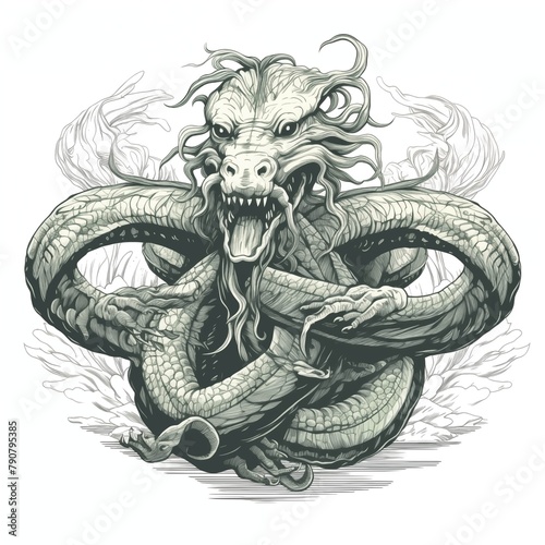 Illustration of the Hydra on a White Background