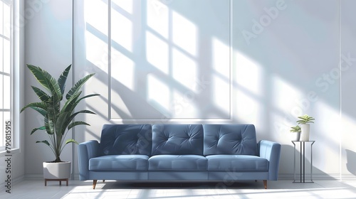 青いソファー