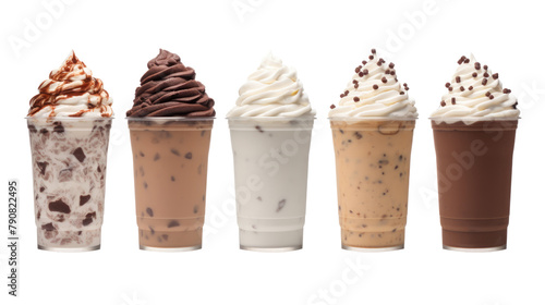 icecream milkshake on white isolated on clear png background and transparent background. food drink and dessert concept for cafe and restaurent, AI generative. 