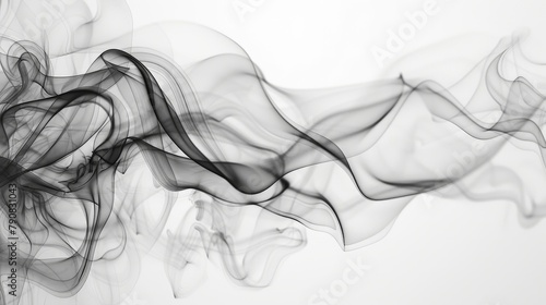 An organic abstract background with flowing, smoke-like forms in black and white, creating a sense of movement.
