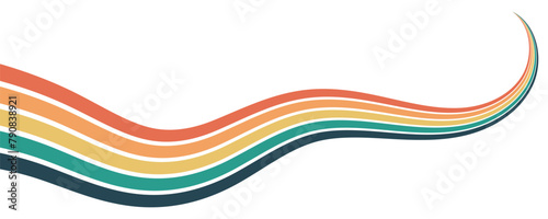 Abstract background of rainbow groovy Wavy Line design in 1970s Hippie Retro style. Vector pattern ready to use for cloth, textile, wrap and other.