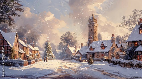 Cozy Winter Wonderland Village, generative ai