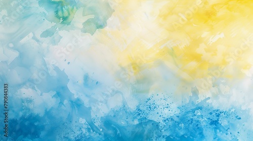青と黄色の水彩グラデ背景素材05