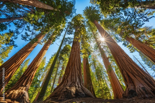 Giant Sequoia Trees in Sequoia National Park - Tall Trees of Forests in Canyon