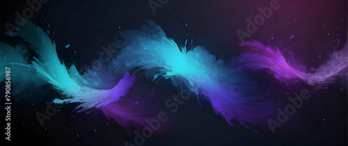 A digital abstract art piece with swirling textures of cosmic blues and purples in deep darkness