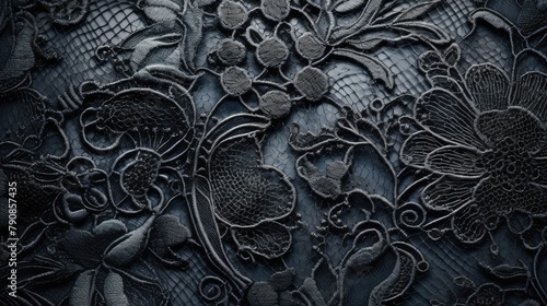 Beautiful black lace background. AI generated.