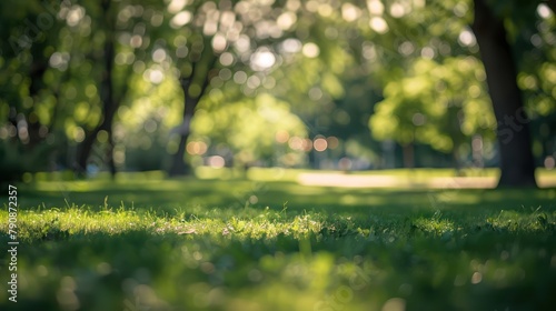 Blurred background of green park with trees