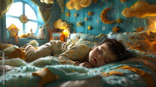Babys sanctuary: tiny tot sleeps soundly, surrounded by whimsical dream decor