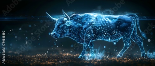 Glowing Bull Constellation: Symbol of Economic Growth. Concept Economic Growth, Bull Market, Financial Prosperity, Stock Market, Investing