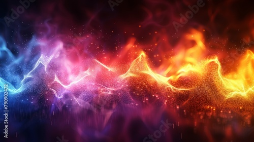 sound waves technology background, purple and blue, a wave composed of a beam of light points