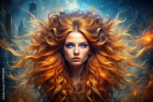 Zodiac signs. Astrological forecast. Predictions. A beautiful girl in the zodiac sign leo. The concept of astrology and horoscope.A series of images of 12 zodiac signs.