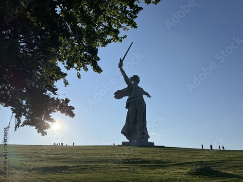 VOLGOGRAD, RUSSIA - MAY 2023: Monument in the center of the city, where the famous Soviet woman was born, historical memorial of the Patriotic War. Motherland Mother
