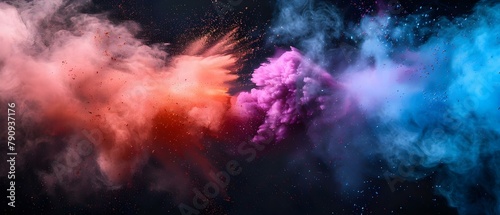 Vibrant Holi Explosion: A Symphony of Color in Smoke. Concept Holi Festival, Colorful Smoke Bombs, Vibrant Photography, Celebration of Color, Burst of Colors