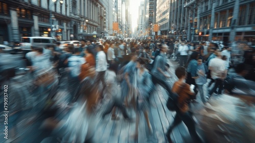  blur of movement as people rush past on a crowded city street, their phones acting as windows into their digital worlds. 