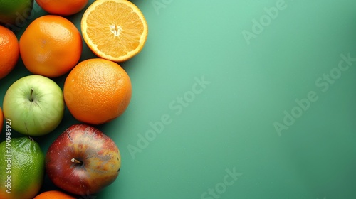 Fruit on a plain background. A tasty and nutritious diet option.