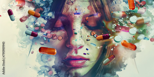 Substance Abuse: The Escape and Self-Destruction - Picture a person seeking escape through substances and engaging in self-destructive behavior, illustrating the cycle of substance abuse