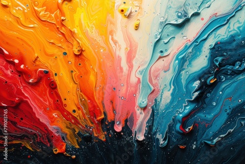 Vivid abstract painting with water drops