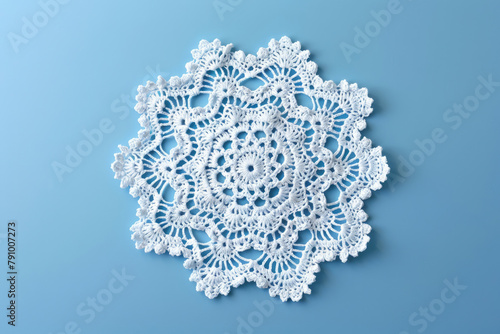 White hand made crochet lace white doily