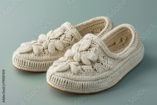 Delicate handmade crochet shoes in Irish lace style