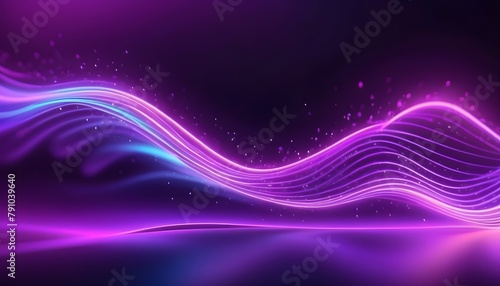 Abstract flowing neon wave purple background.