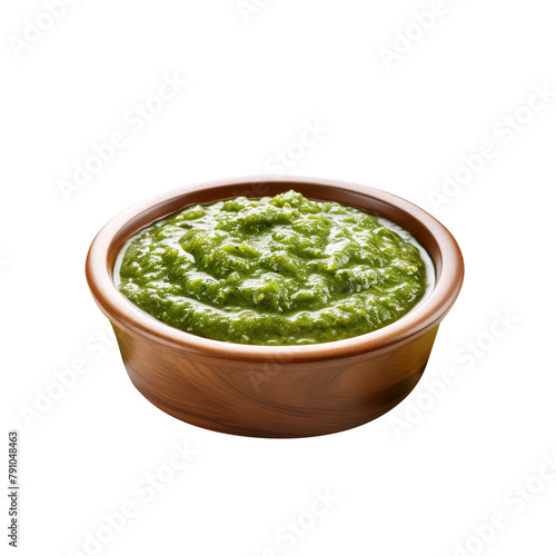 Spicy and Tasty Mint Sauce isolated on white background 