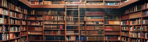 An expansive library scene, books strewn about, a tall ladder reaching towards the highest shelves rich with knowledge
