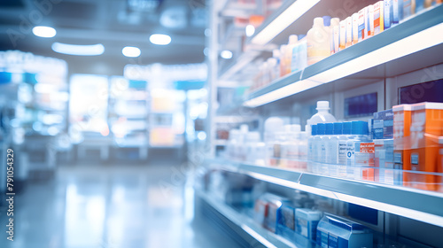 blur pharmacy drugstore shelves background