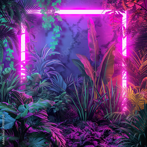 poster for a party background filled with neon, illustration