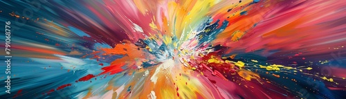 An abstract explosion of colors, creating a visual impact that captures the spontaneous nature of art