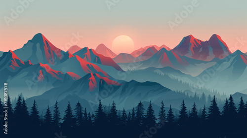 Mountain range scene at dusk