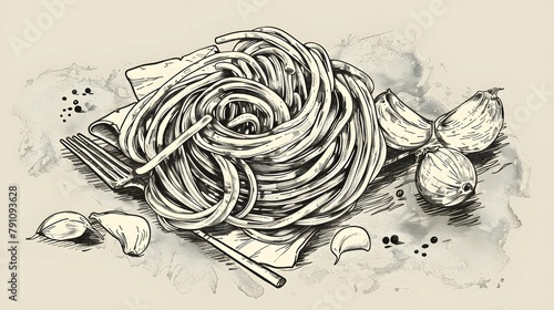 spaghetti Hand drawn sketch vector
