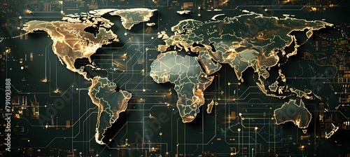  INNOVATION Blockchain. World map displayed on a dark backdrop.