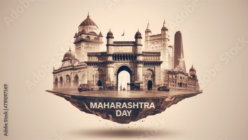 maharashtra day vector concept. famous maharashtra monuments.