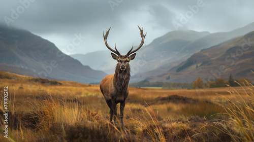 Portrait of a free and wild Scottish stag