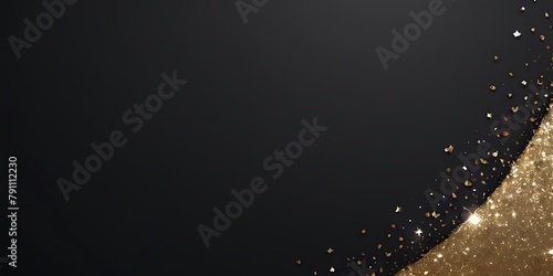 black background, empty space, golden glitter shine, illustration