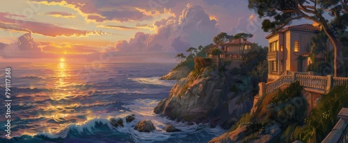 House on Cliff Overlooking Ocean